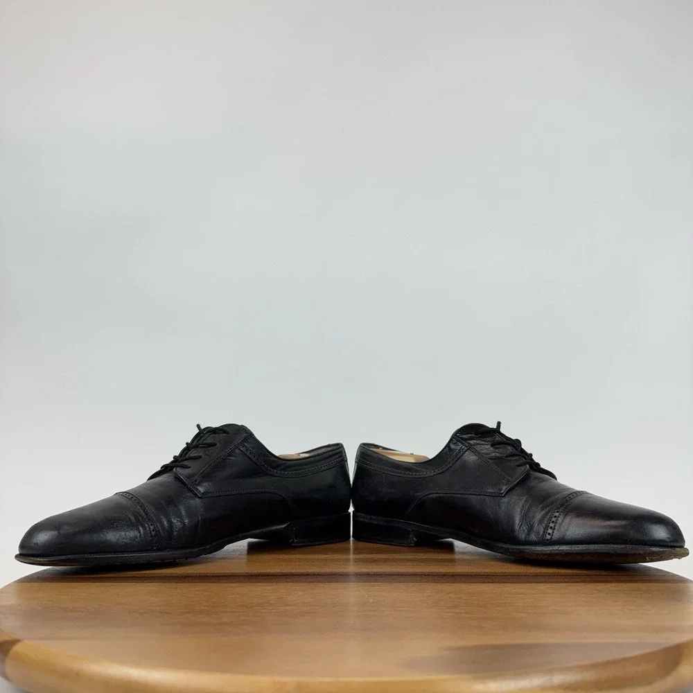 Mens Bally Switzerland Style Flex Black Leather Cap Toe Brogue Oxfords Size 12 D